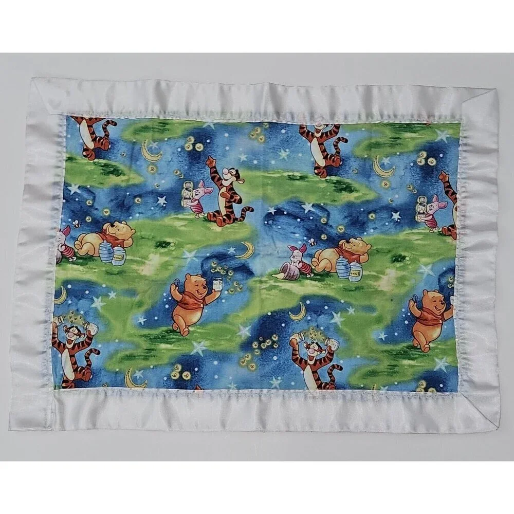 Disney Winnie Pooh Handmade Lovey Satin Trim Fireflies Piglet Tigger Moon Stars
